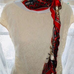 Ralph Lauren lacy short sleeve cream women’s top excellent condition! Med